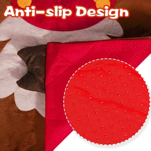 Detail view of anti-slip design on the back of Christmas elk pattern bathroom floor mat