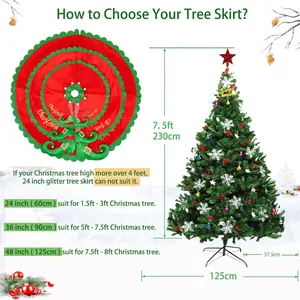 Gonna per albero di Natale con gambe da elfo e ricami dorati nelle taglie 24 a 48 pollici