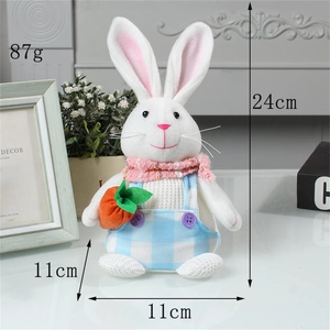 Lapin de Pâques debout en peluche avec carotte, décoration lumineuse de 24 cm de haut