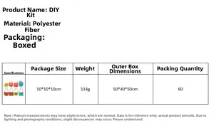 Detailed specifications for DIY sewing set with polyester material in 10x10x10cm box