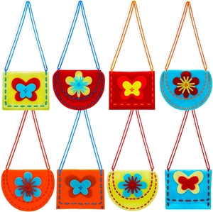 Handmade DIY Manual Sewing Felt Shoulder Bag For Girls Flower Butterfly Pattern Educational Activity Toy For Beginner Kids