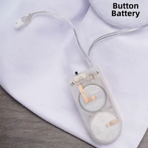 Detail of the LED light battery box with button cells for Easter rabbit pendant decorations