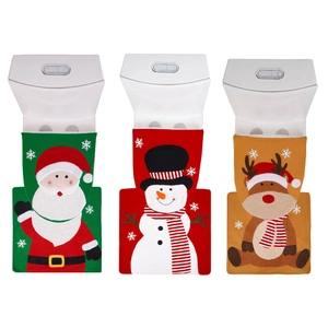 Christmas toilet seat cover and rug set with Santa, Snowman and Reindeer patterns