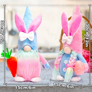 Easter gnome plush toys set with bunny ears and carrot decor for holiday home styling