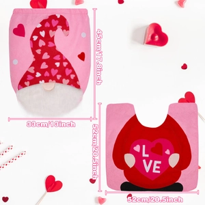 Valentine's Day bathroom set with gnome patterns and non-slip mats for festive decor
