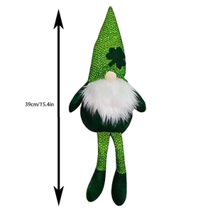39cm tall St. Patrick's Day gnome ornament with green clover hat and long white beard