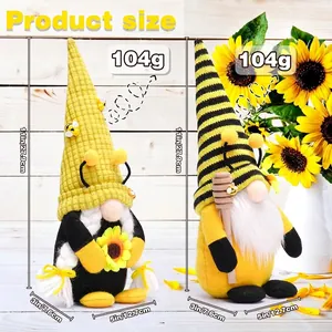 Bee festival gnome plush set with sunflower and honey wand dimensions display