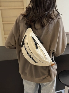 Damen Casual Segeltuch Umhängetasche Brusttasche Straßen-Trend Gürteltasche Buchstabenstickerei Verstellbarer Riemen Vielseitig Täglich
