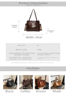 Specifiche dettagliate sulle dimensioni per borsa tote vintage grande con misure