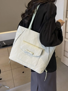 Sac fourre-tout crème minimaliste de grande capacité avec un nœud élégant