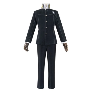 Anime Spel Schooluniform Cosplay Kostuum Set Zwarte Jas Met Geruite Kraag Lange Mouw Overhemd En Broek Voor Dames Rollenspel