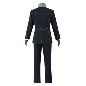 Persona 4 Yu Narukami cosplay uniform met donker pak en witte contraststiksels