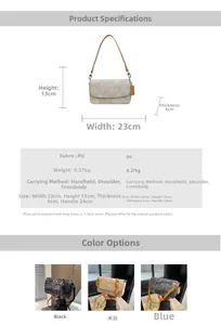 Detailed spec sheet showing size 23x13x6cm and vintage map pattern small square bag