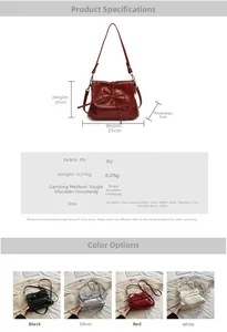 Detailed size specifications and material chart for the pleated bow water bucket bag