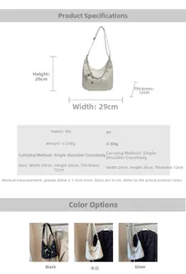 Tableau des tailles et options de couleurs pour le sac fourre-tout chic en cuir PU