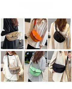 Detailed collage of multi-color casual crossbody bags showing various carrying styles