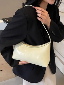 Bolso de Axila de Cuero PU Minimalista para Mujer Bolso de Hombro Hobo Versátil Con Hebilla de Metal Textura Pulida Bolso de Mano Dumpling