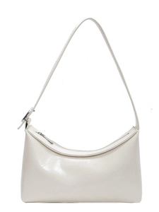 Bolso bajo el brazo blanco crema minimalista con hebilla plateada ajustable y acabado liso
