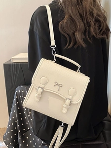 Damen Mini Mode Rucksack Kleine Strukturierte PU Leder Handtasche Umhängetasche Mit Schleife Dekoration Schule Schultasche Für Den Täglichen Dating Reise