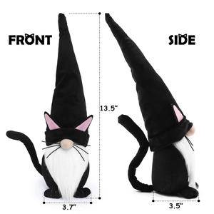 Decorazione di Halloween gnomo gatto nero in peluche alto 13,5 pollici per feste