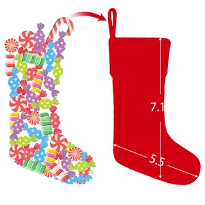 Knitted red Christmas stocking for candy gifts with 7.1x5.5 inch size specifications
