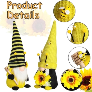 Gnomi ape di peluche con girasole e bastoncino di miele per decorazioni festive set