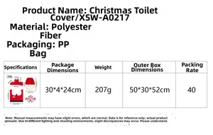 Detailed size chart and specifications for the Christmas gnome toilet cover 3-piece set