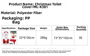 Detailed size and material specification chart for the Santa Claus toilet seat cover set