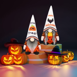 Set de gnomes d'Halloween avec lanternes citrouilles et ornements Trick or Treat festifs