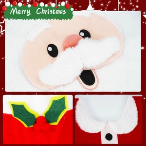 Detailed plush Santa toilet cover with soft white beard and holly berry embroidery detail