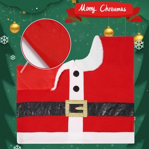Christmas Santa toilet cover set with red velvet fabric and non-slip backing design