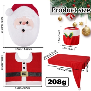 4-piece Santa Claus bathroom set with dimensions for toilet cover and rug