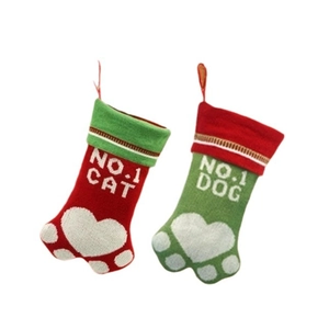 Lot de chaussettes de Noël avec motifs No.1 Chat et Chien pour décoration de fête