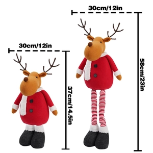 Retractable Christmas reindeer plush decor showing height difference in two standing poses