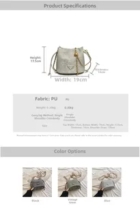 Detailed size and specs of the retro PU leather bucket bag with chain strap