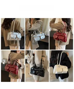 Collage de sacs sous les bras métalliques chics avec poches avant en quatre couleurs