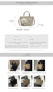 Detailed size specifications for small lychee pattern bucket bag with plush charm