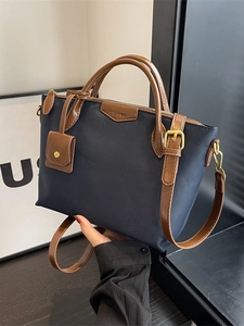 Women Large Capacity Oxford Cloth Tote Bag Urban Simple Crossbody Shoulder Bag With Small Pendant Casual Commuter Handbag