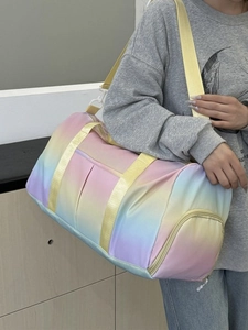 Women's Macaron Gradient Duffle Bag Large Capacity Waterproof Oxford Travel Bag With Shoe Compartment Gym Weekend Bag
