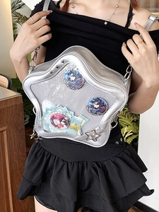 Sac Ita en Forme d'Étoile en Cuir PU avec Fenêtre Transparente Sac à Bandoulière Sac à Dos pour Femmes Fans d'Anime