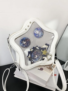 Sac Ita blanc en forme d'étoile avec fenêtre transparente et breloques étoiles en métal