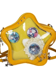 Sac Ita jaune en forme d'étoile avec fenêtre transparente et rivets étoilés