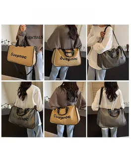 Multi-way large travel bag shown in hand-held, shoulder, and crossbody styles