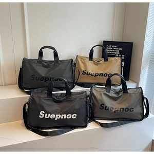 Multiple colors of spacious waterproof nylon travel bags with Suepnoc brand logo on white steps