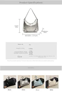 Guida alle taglie per grande borsa in PU con dimensioni e colori per vari utilizzi