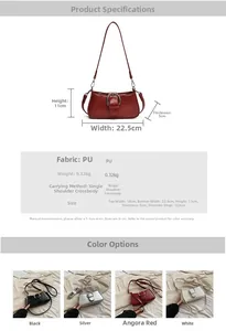 Detailed view of adjustable metal buckle and PU leather texture on four stylish handbags