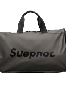 Large dark grey travel duffel bag with Suepnoc logo and waterproof fabric for fitness