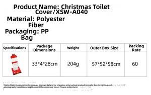 Detaillierte Übersicht zu Material und Maßen des Weihnachtsmann-Toilettensets aus Polyester