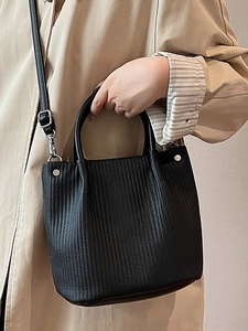 Borsa a Secchiello da Donna in Pelle PU a Pieghe Verticali Borsa a Tracolla Minimalista per Uso Quotidiano Lavoro Ufficio