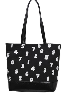 Grand sac à dos cabas en toile noire avec des motifs imprimés numériques blancs